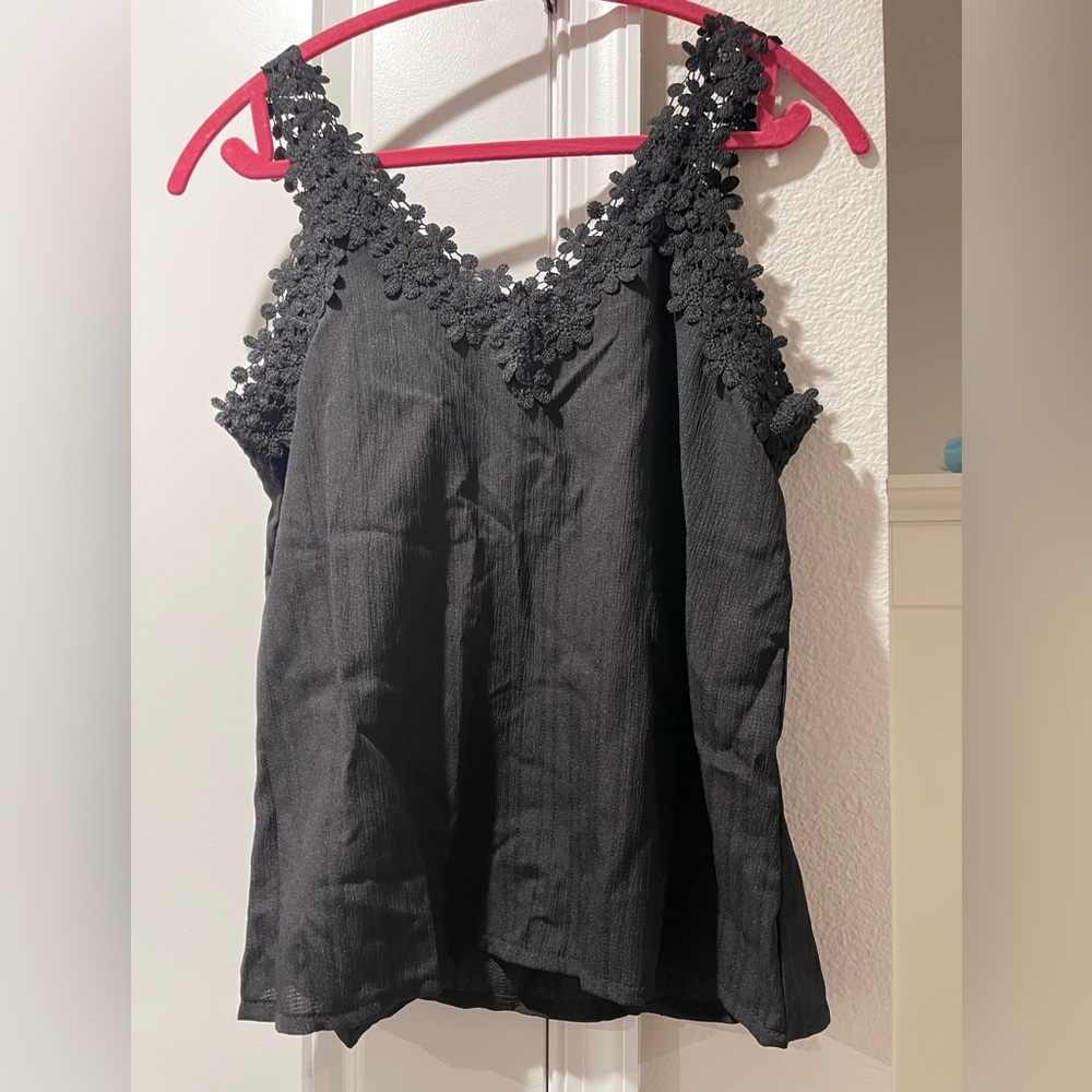Y2K Black Lace Trim Top - Picture 2 of 6
